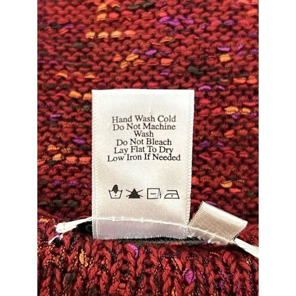 Coldwater Creek Dark Red Pullover Sweater with Fringe Cuffs Size Large (14/16) - Picture 4 of 12